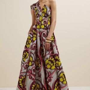 Anthropologie Yellow and Pink Floral Maxi Dress
